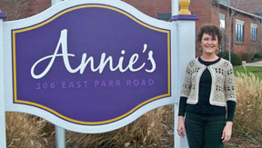 Me by the Annie's Sign