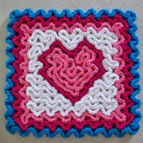 Wiggly Crochet Heart swatch