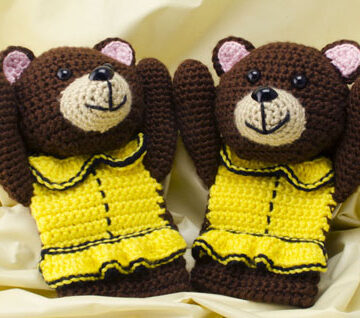 crochet bear mitts