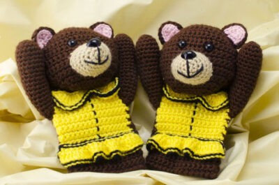 crochet bear mitts