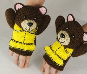 crochet bear mitts