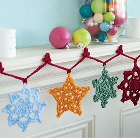 crochet snowflake garland