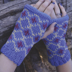 Tunisian crochet mitts