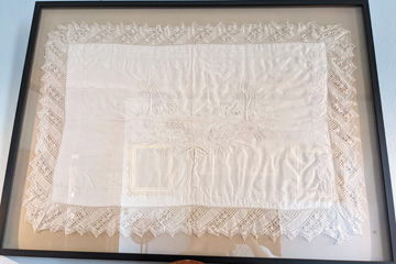Framed embroidery and bobbin lace