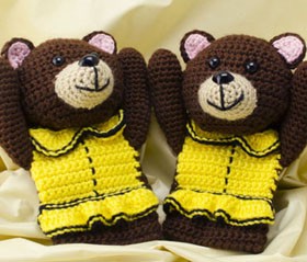 crochet bear mitts