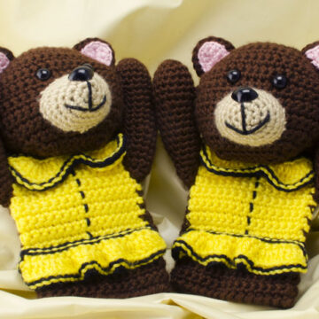 crochet bear mitts